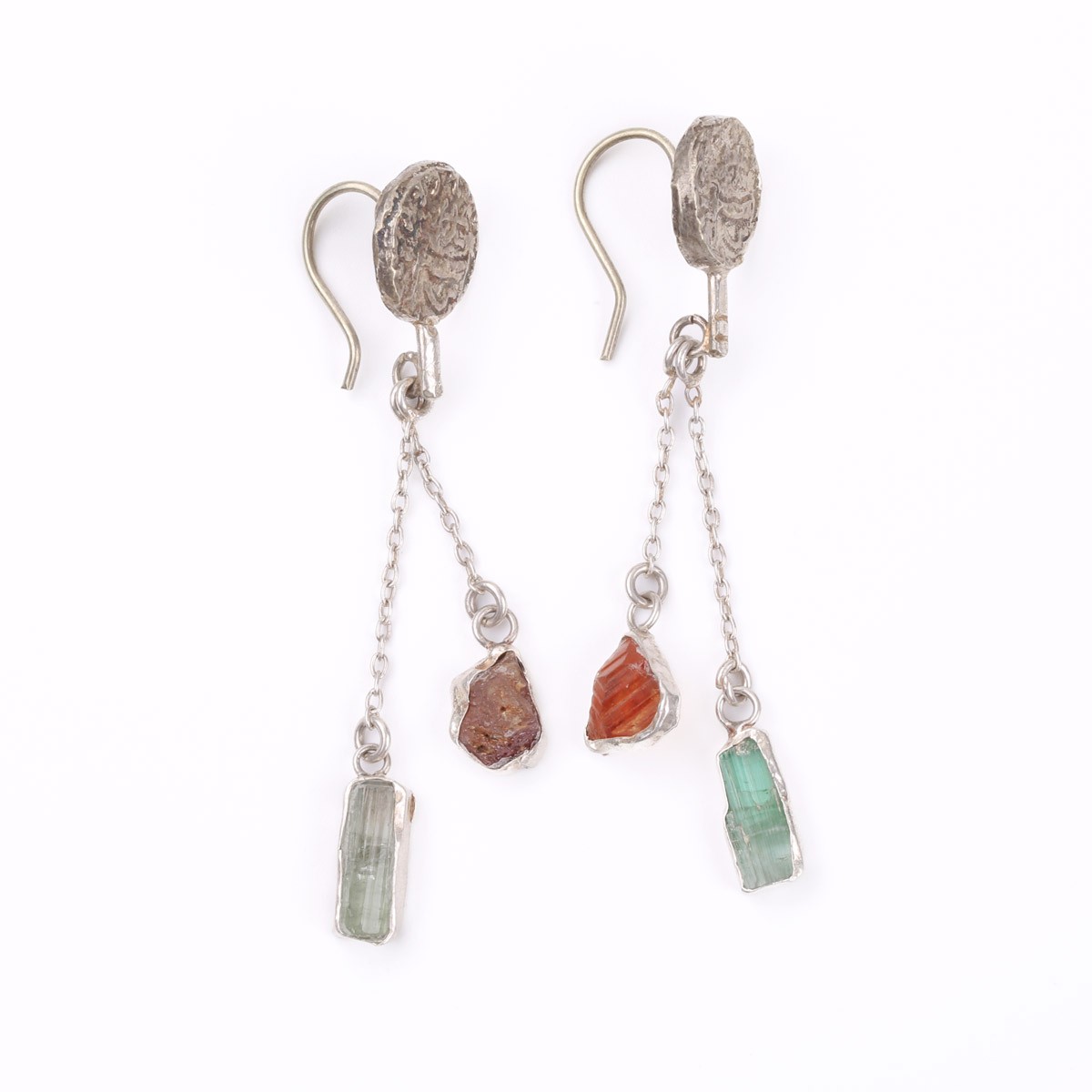 Silver Emerald Earrings | Ruby Cluster Earrings 1