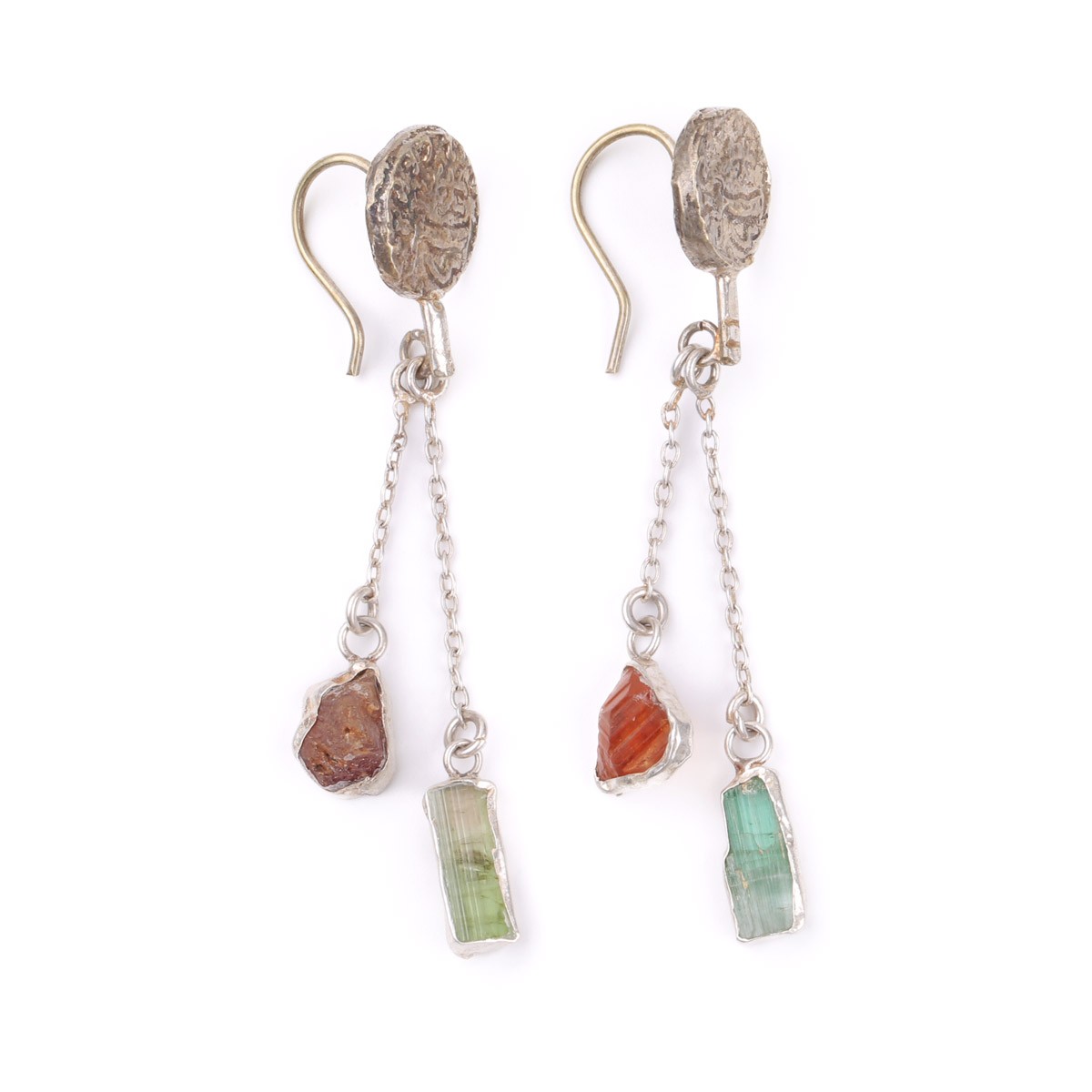 Silver Emerald Earrings | Ruby Cluster Earrings 3