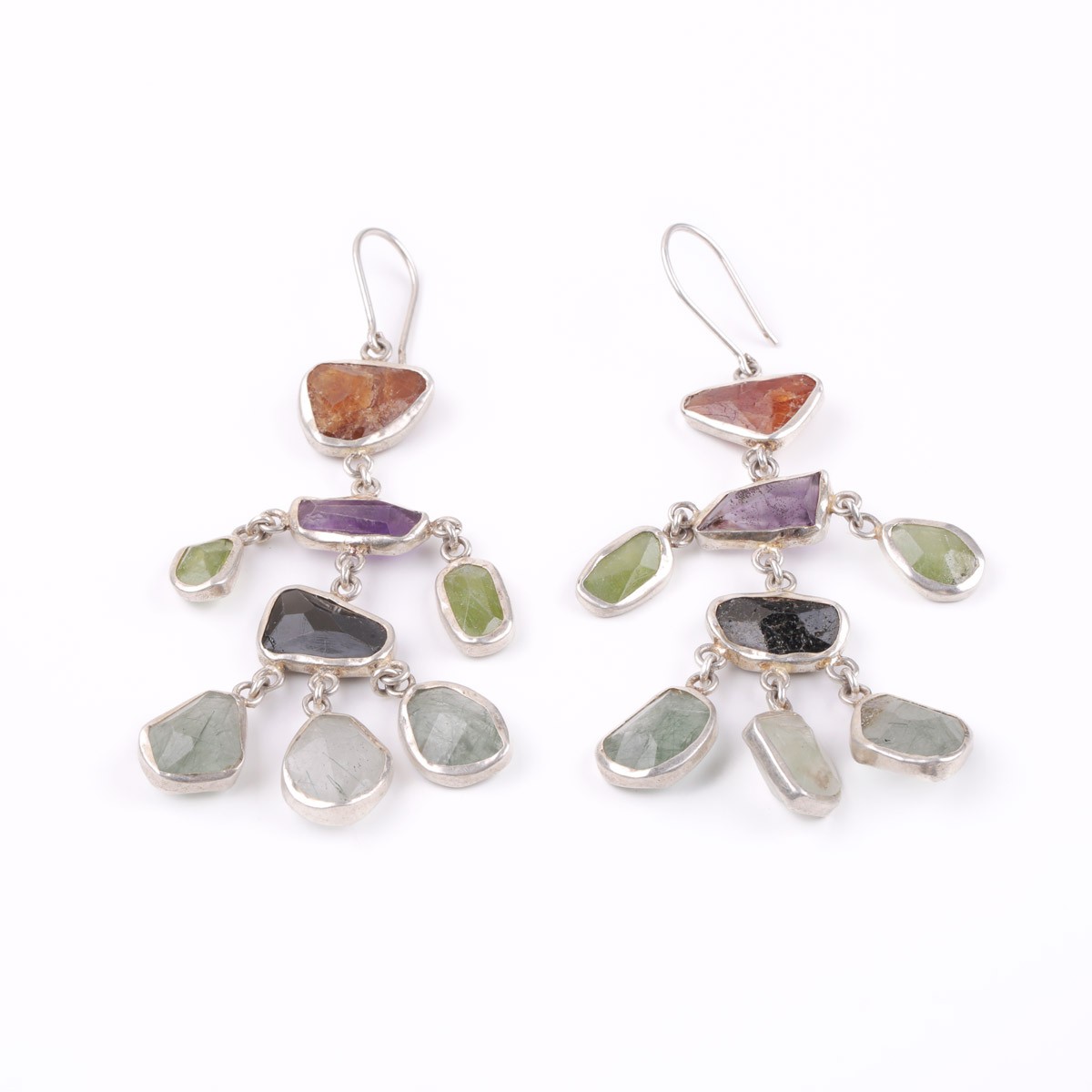 Multi-Stone Earrings | Silver Chandelier Earrings 3
