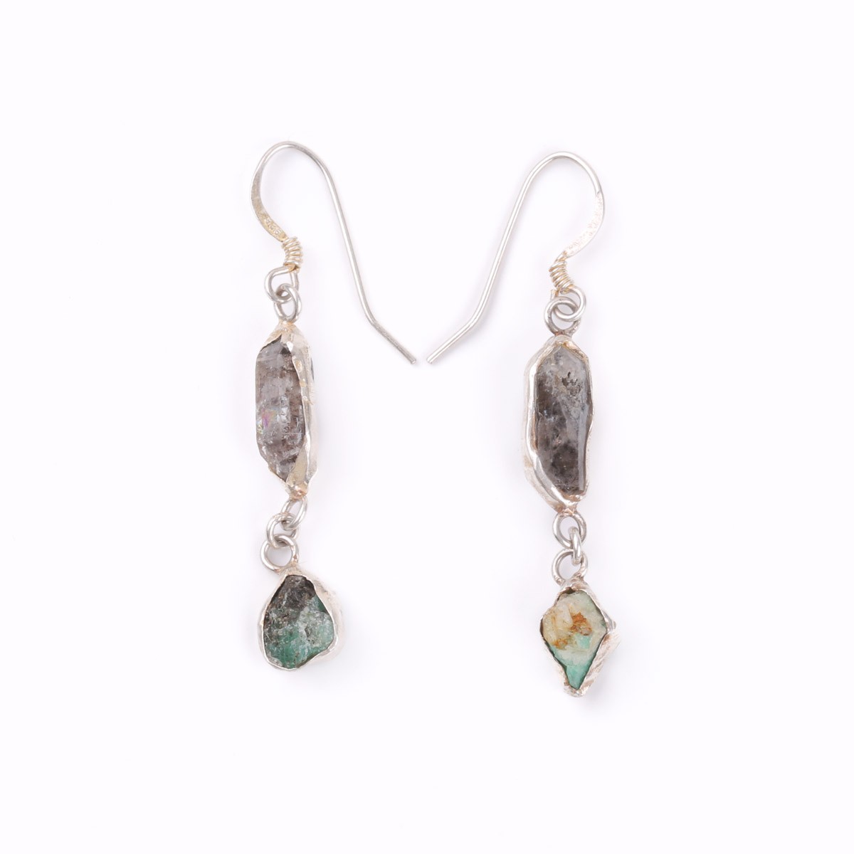 Emerald Hook Earrings | Dangle Silver Earrings 1