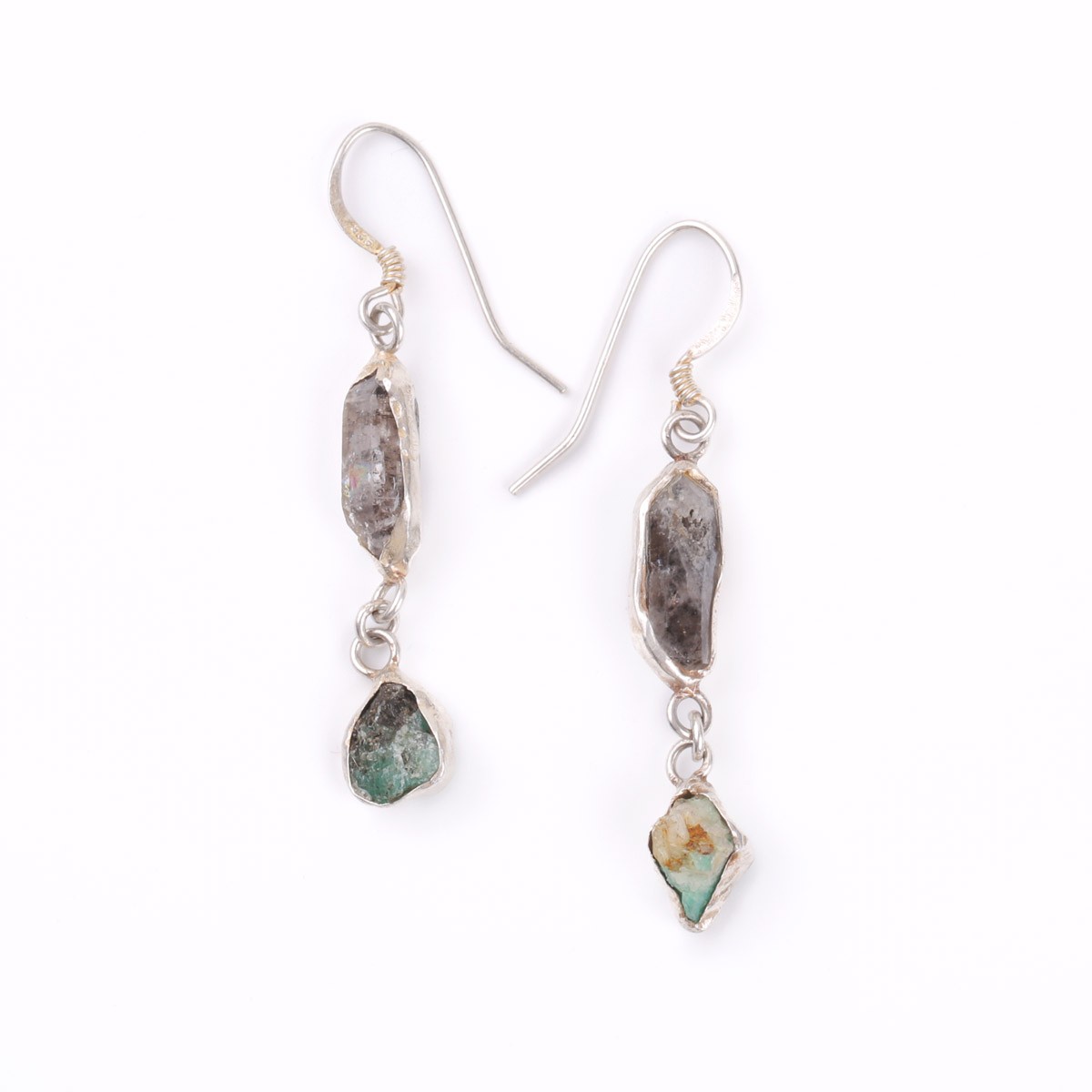 Emerald Hook Earrings | Dangle Silver Earrings 2