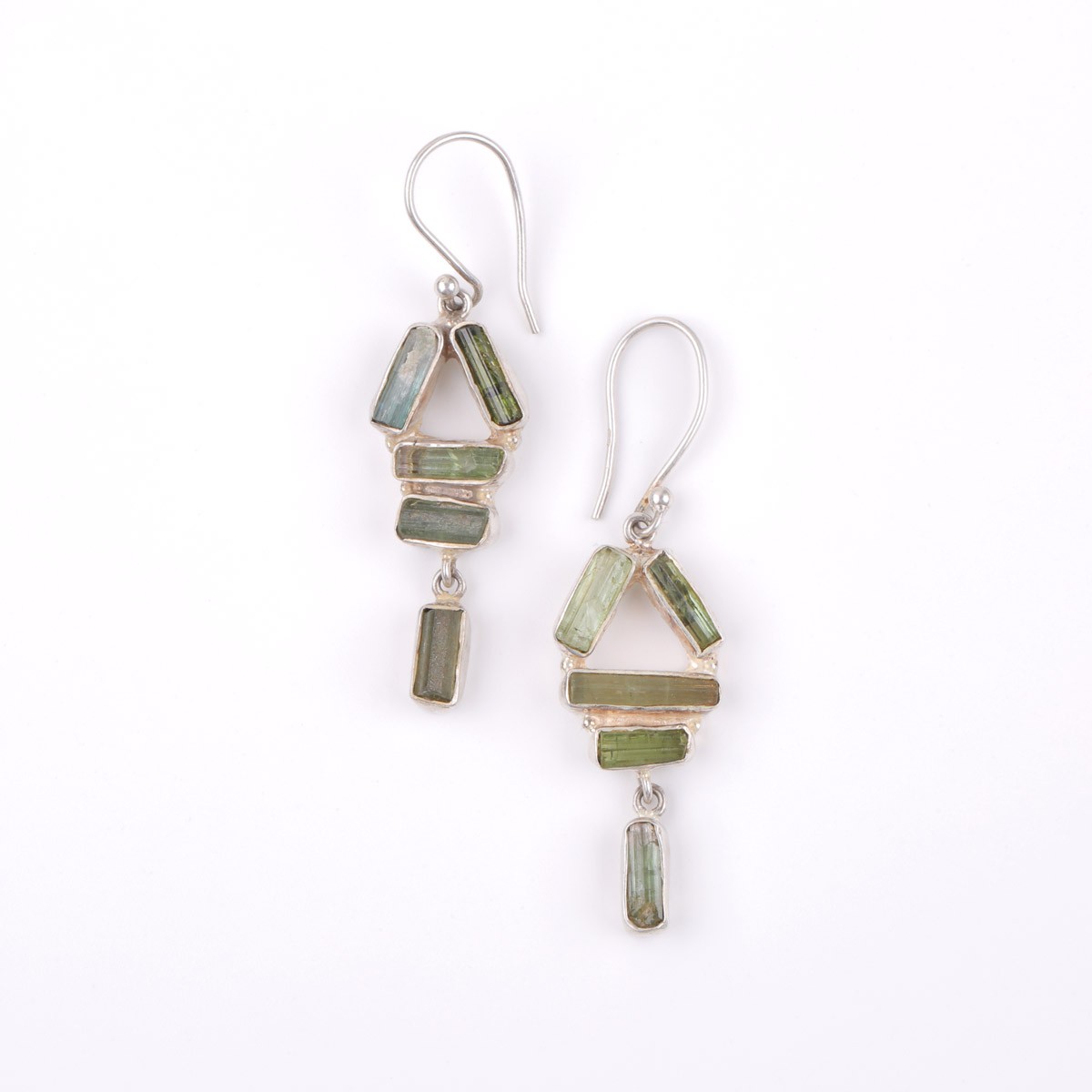 Green Tourmaline Hook Earrings | Dangle Silver Earrings 1
