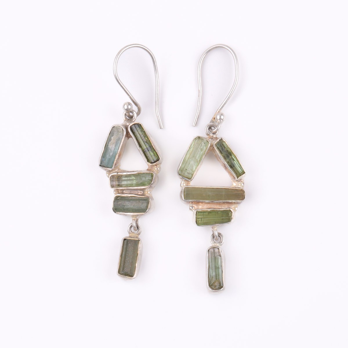 Green Tourmaline Hook Earrings | Dangle Silver Earrings 2
