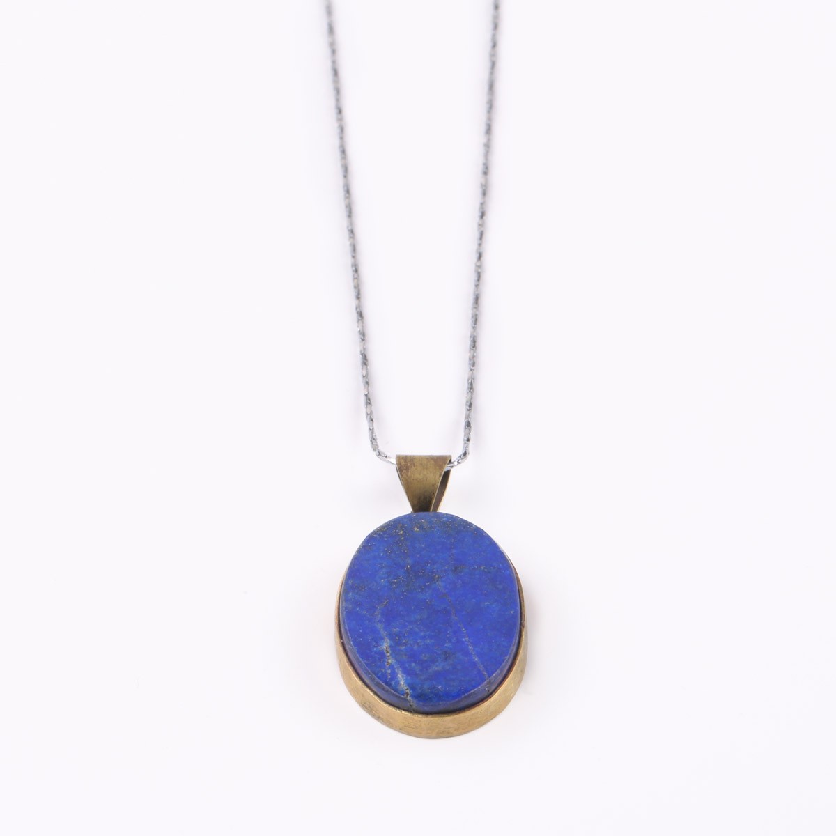 Lapis Lazuli Necklace | Brass Drop Necklace 3
