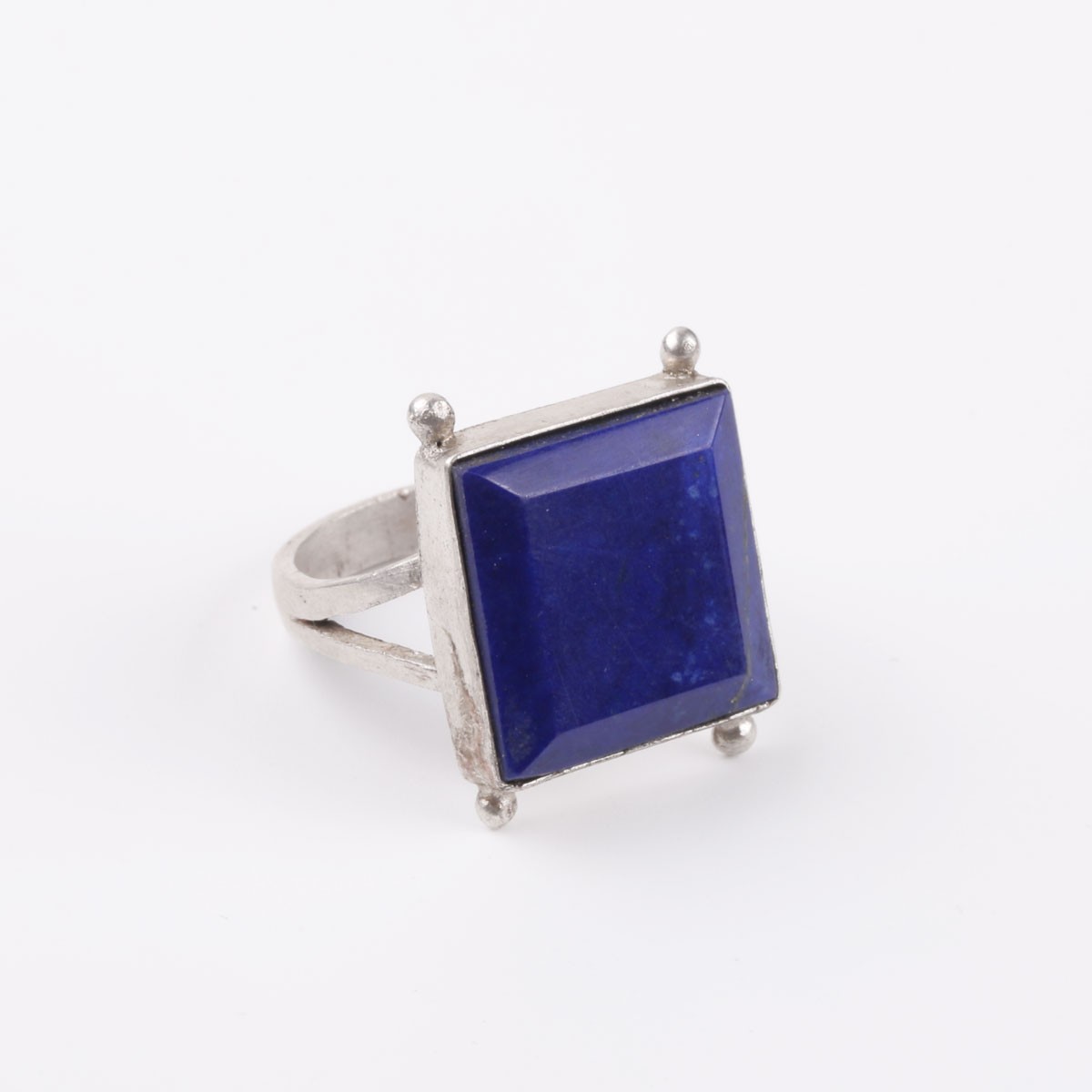 Lapis Silver Set | Square Shape Pendant With Earrings & Ring 3