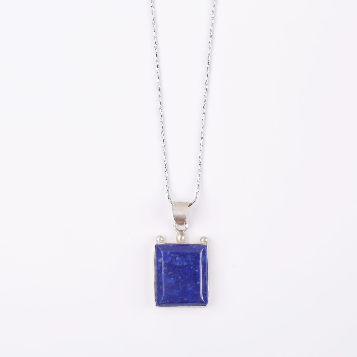 Lapis Silver Set | Square Shape Pendant With Earrings & Ring 5