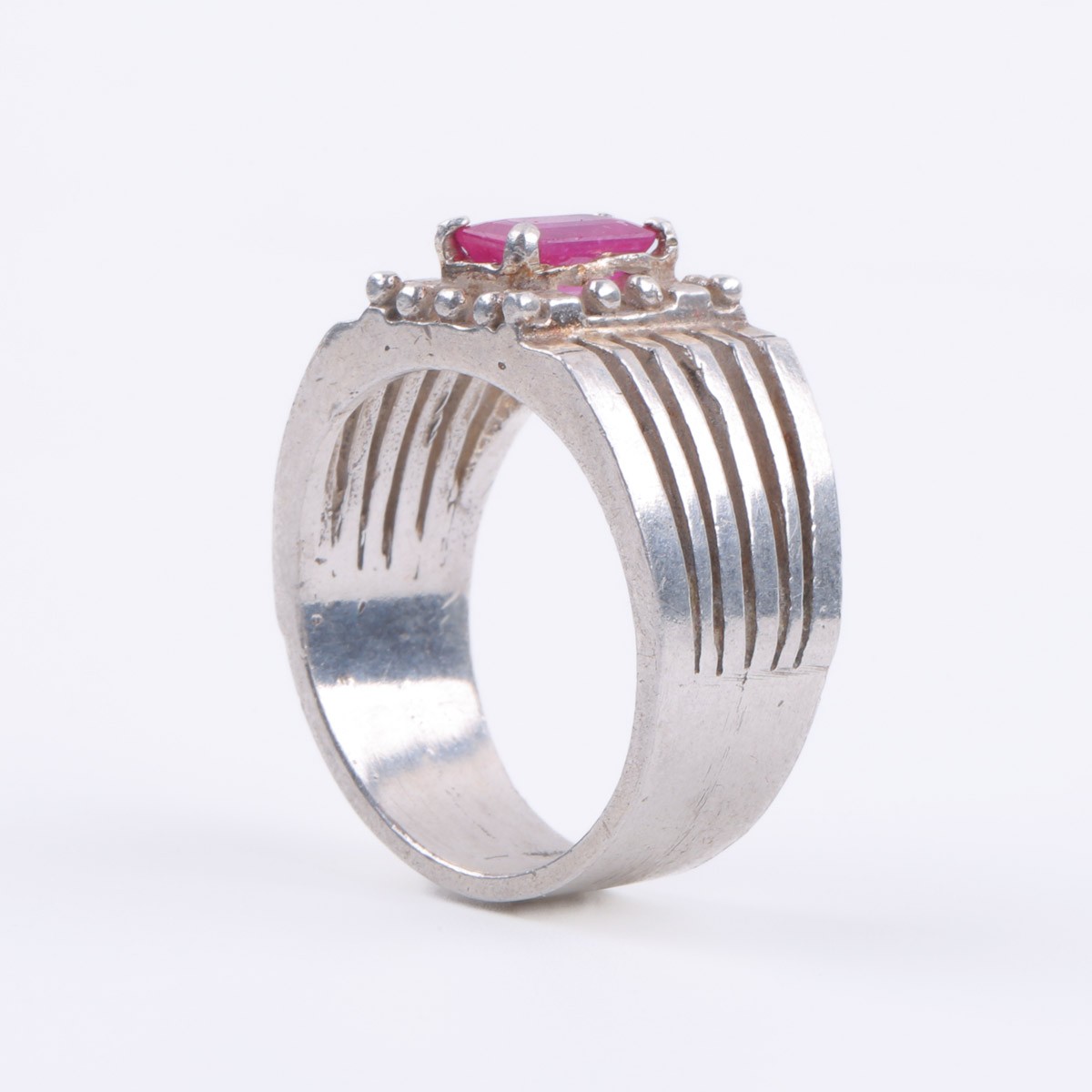 Ruby Stone Ring | Silver Split Fancy Ring 1