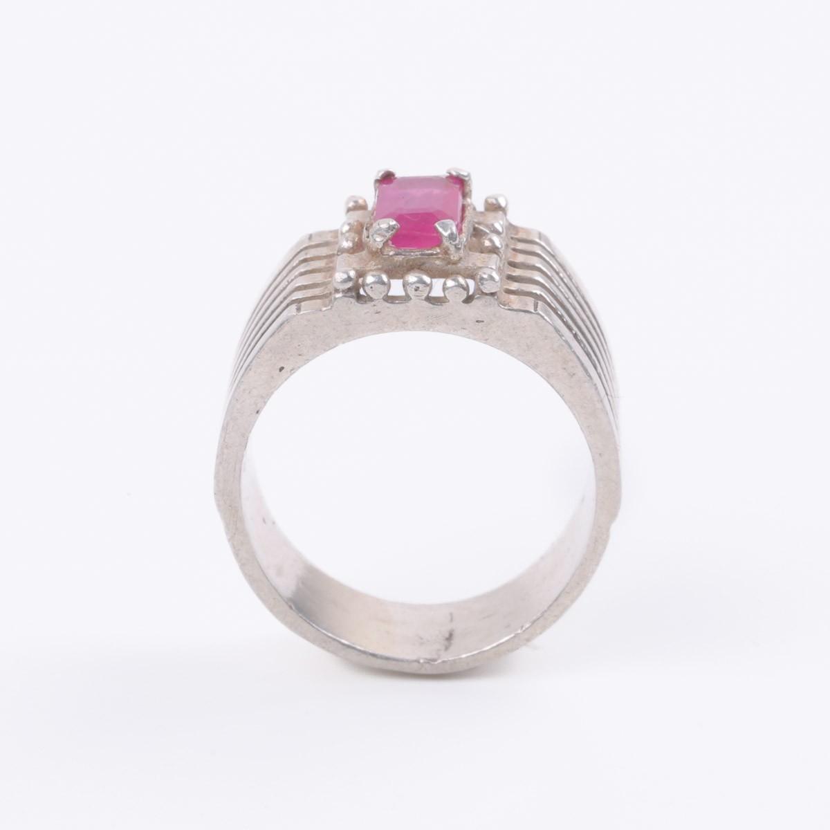 Ruby Stone Ring | Silver Split Fancy Ring 2