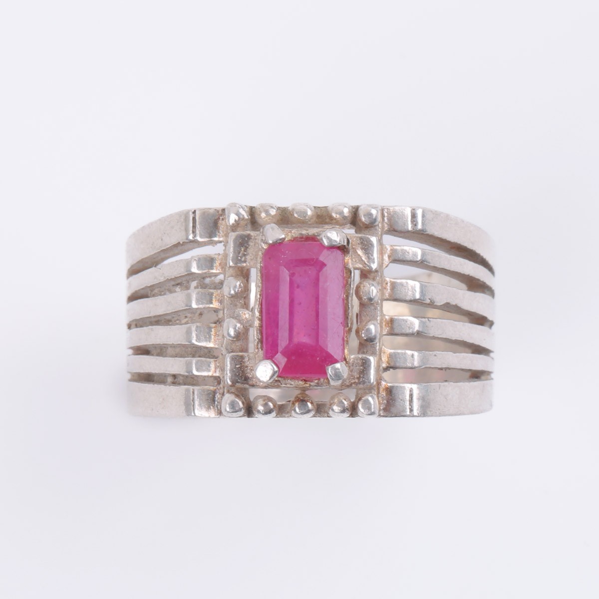 Ruby Stone Ring | Silver Split Fancy Ring 3