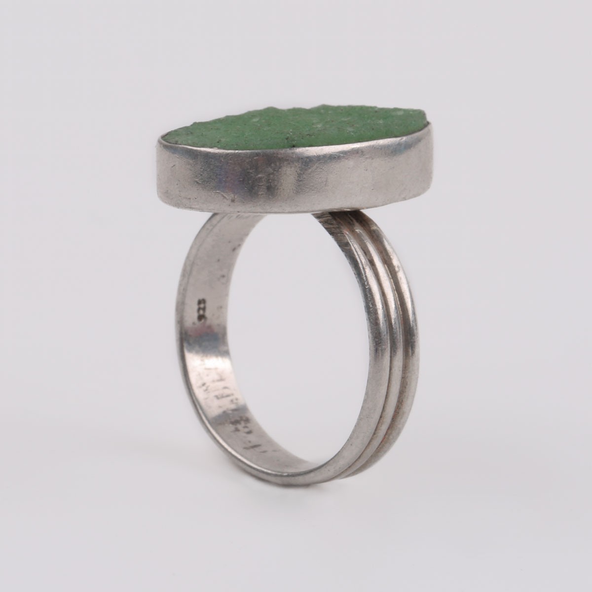Turquoise Flat Ring | Silver Oval Ring 1