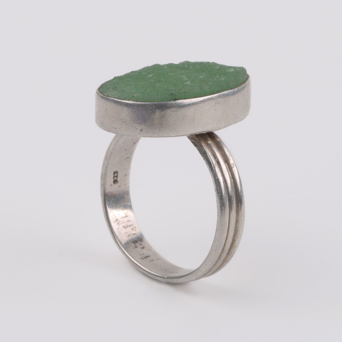 Turquoise Flat Ring | Silver Oval Ring 2