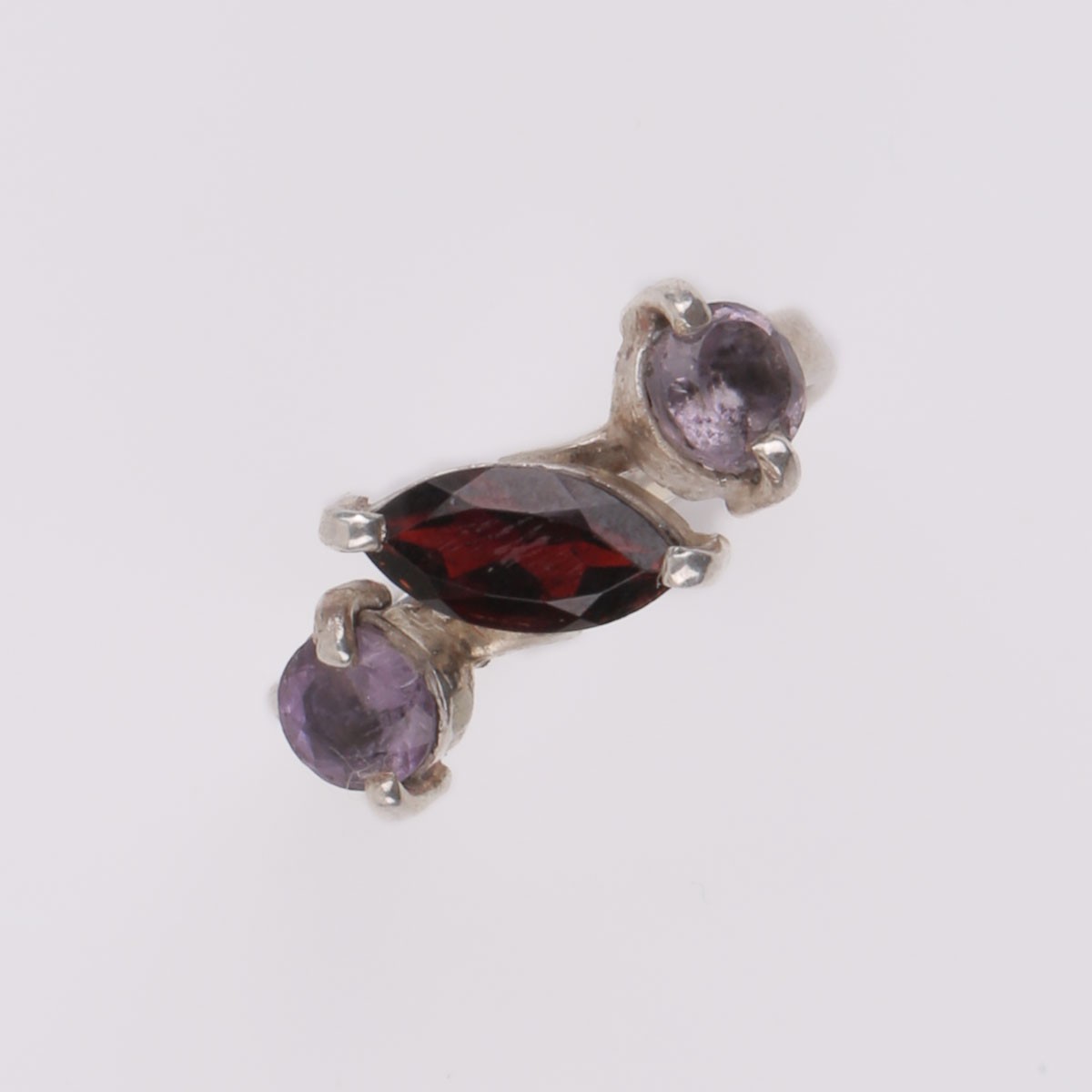 Silver Garnet Ring | Three Stone Ring 3