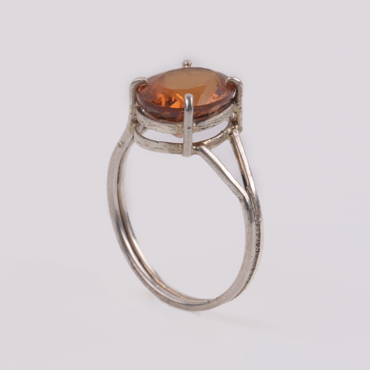Garnet Stone Ring | Split Silver Ring 1