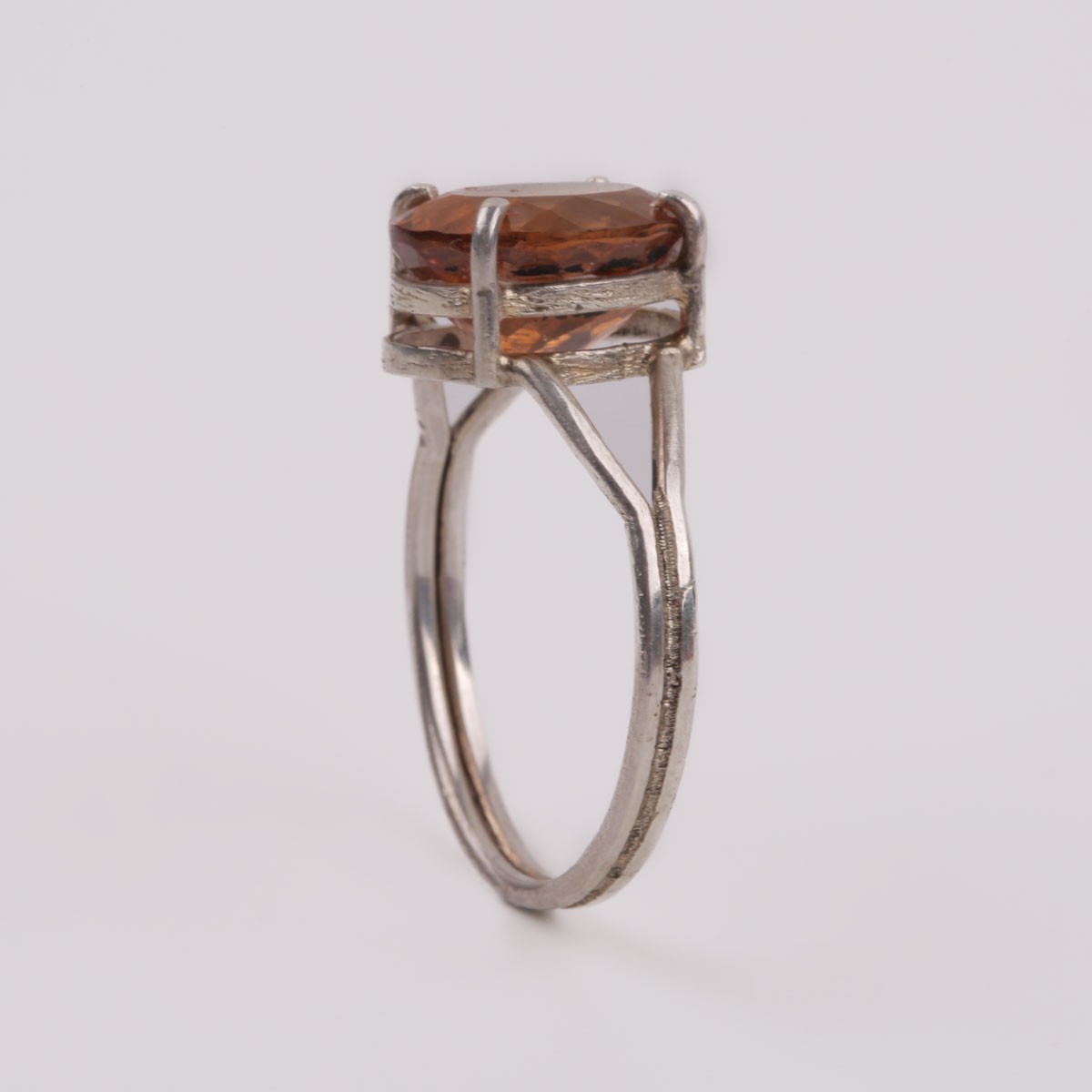 Garnet Stone Ring | Split Silver Ring 2