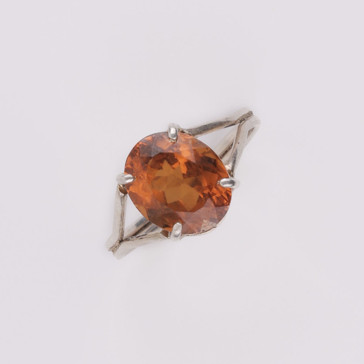 Garnet Stone Ring | Split Silver Ring 3