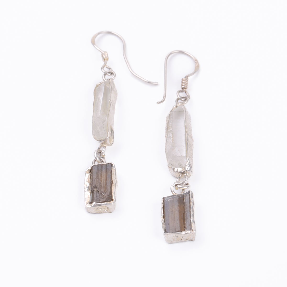 Aquamarine & Beruj Stone Earrings | Dangle Silver Earrings 3