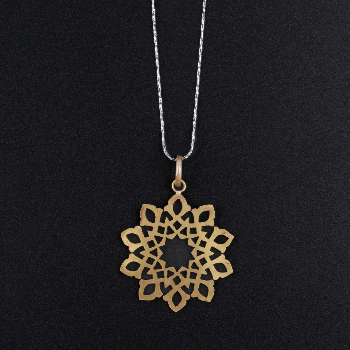 Floral Design Necklace | Golden Brass Pendant 1