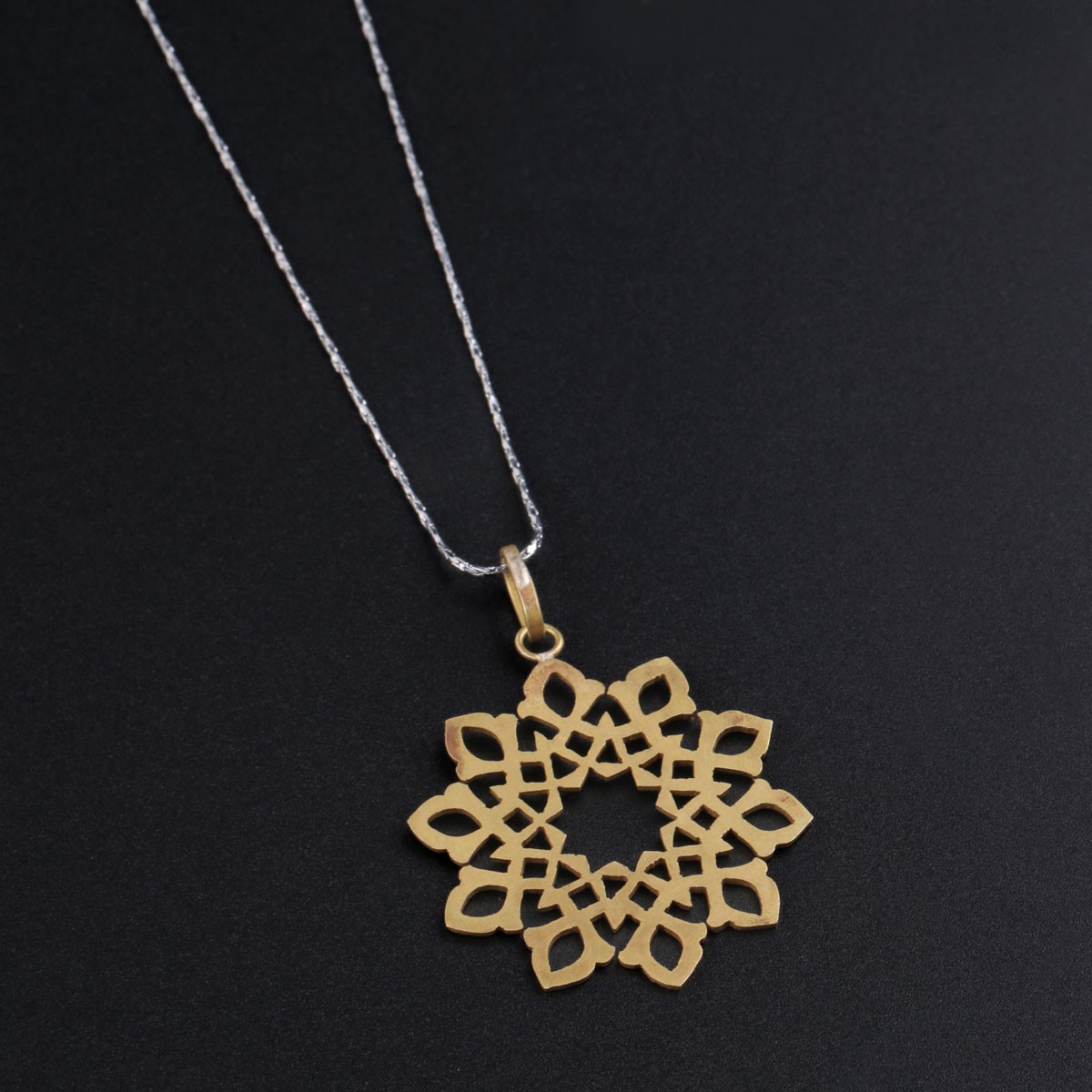 Floral Design Necklace | Golden Brass Pendant 2