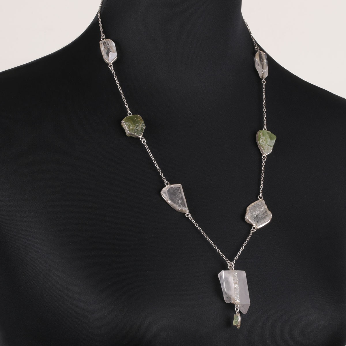 Silver Multi-Stone Necklace | Silver Chain Necklace  1