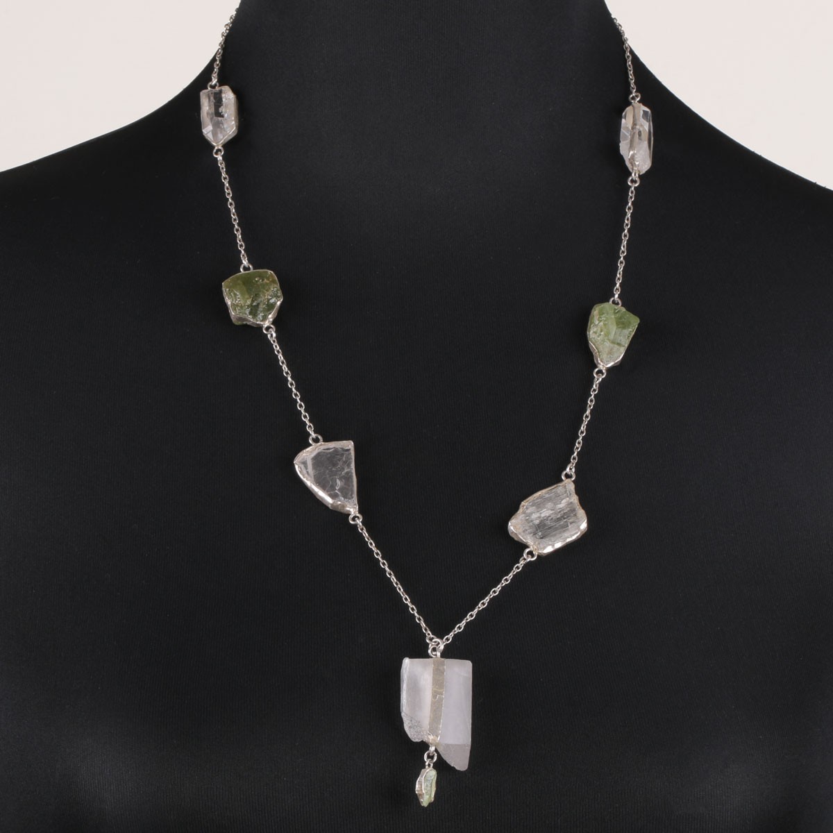 Silver Multi-Stone Necklace | Silver Chain Necklace  2