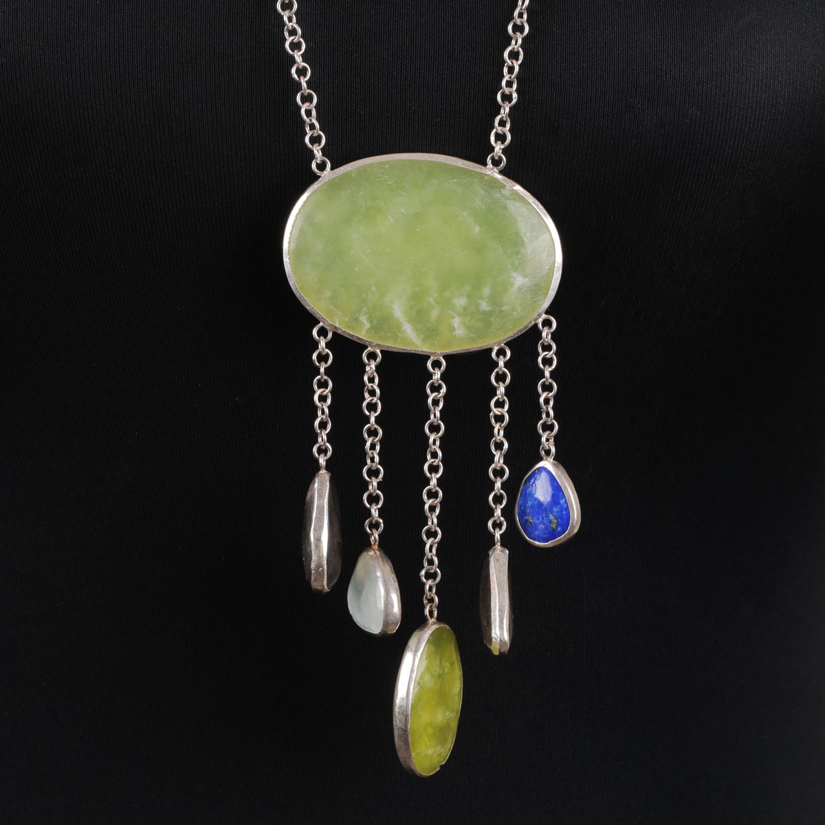 Green Jade Stone Locket | Charm Beaded Necklace 3