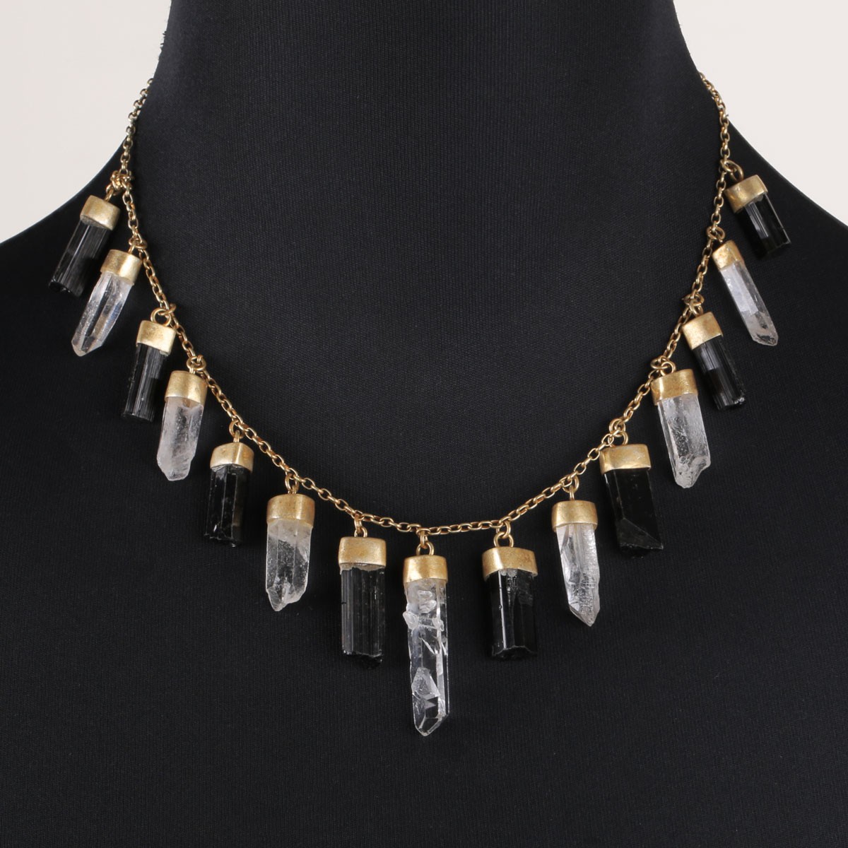 Crystal Bib Necklace | Drippy Silver Locket 1