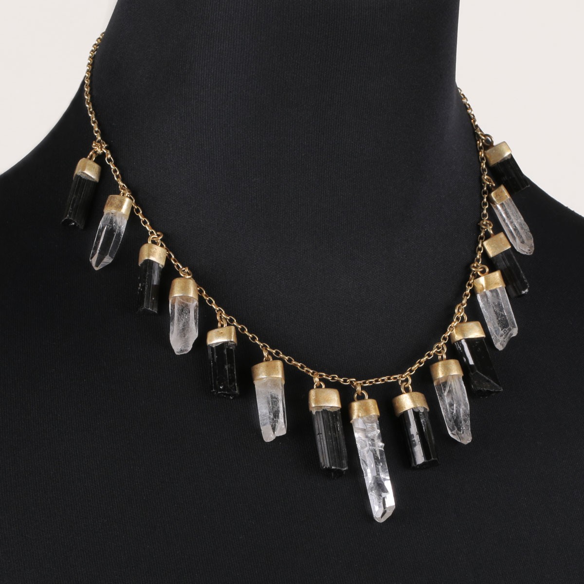 Crystal Bib Necklace | Drippy Silver Locket 2