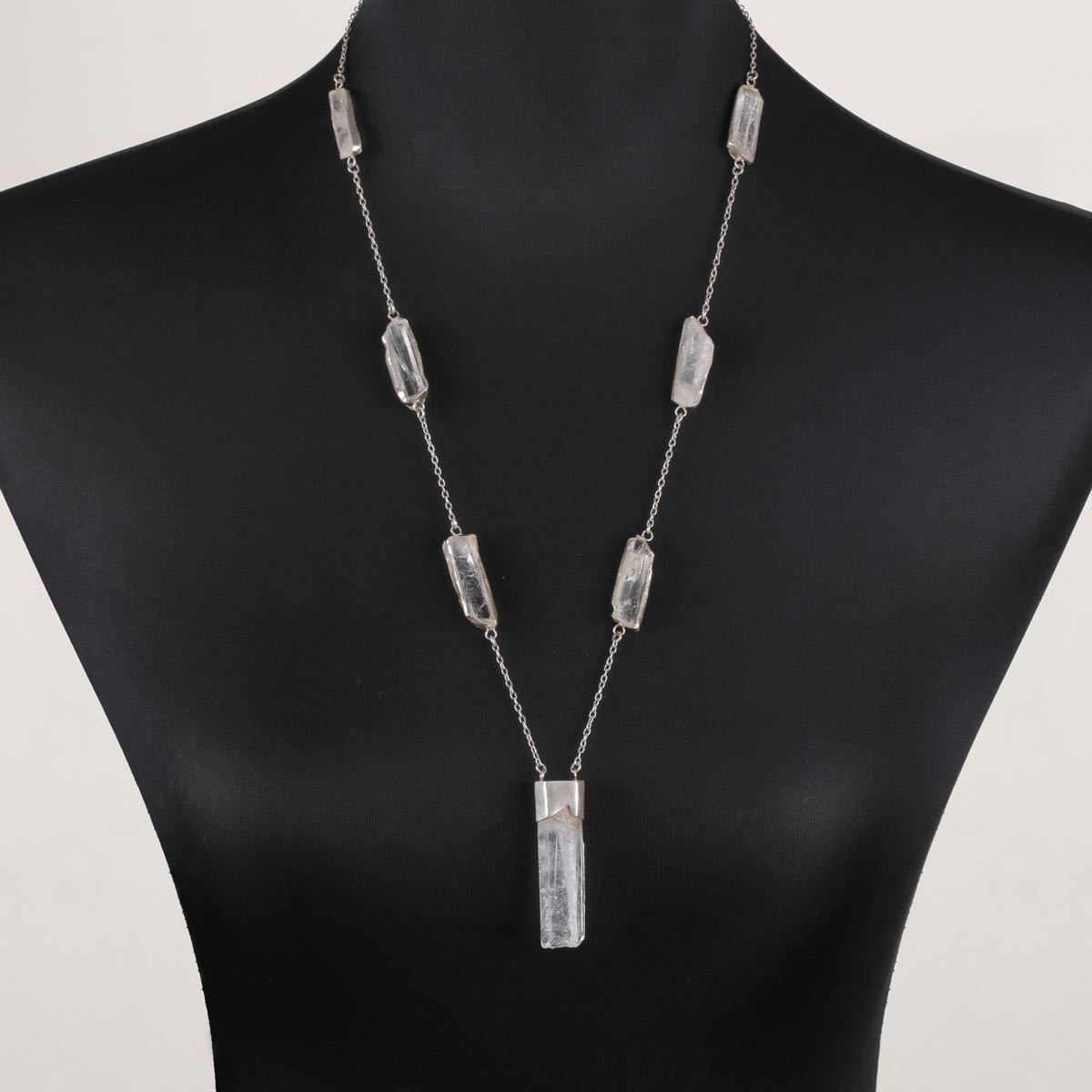 Crystal Drop Pendant | Silver Necklace 1