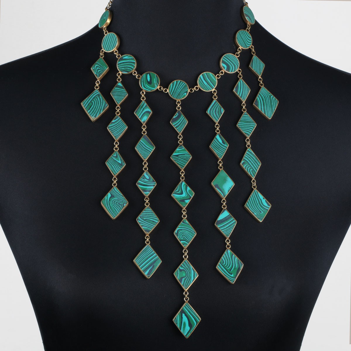 Malachite Necklace | Drippy Bib Necklace  1