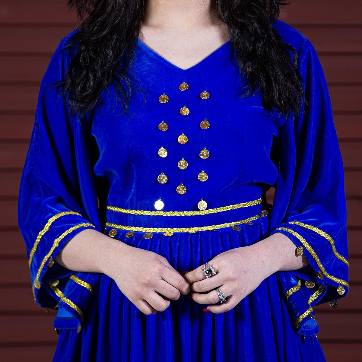 Afghan Short Blue dress - Blue, Burgundy 2