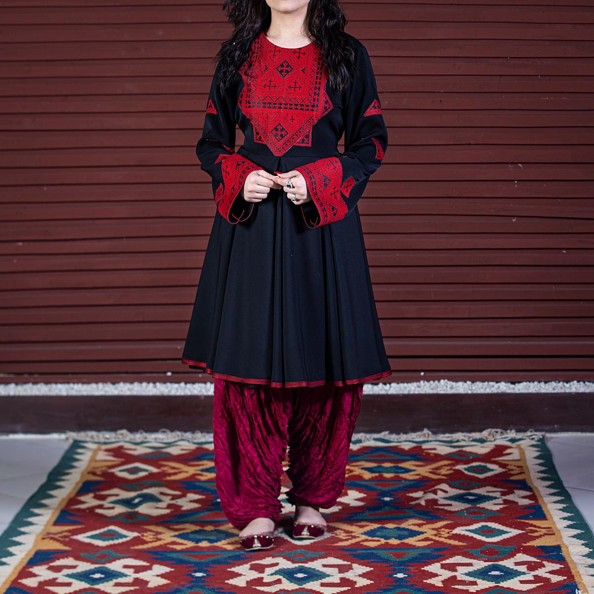 Black Balochi Embroidered Dress 1