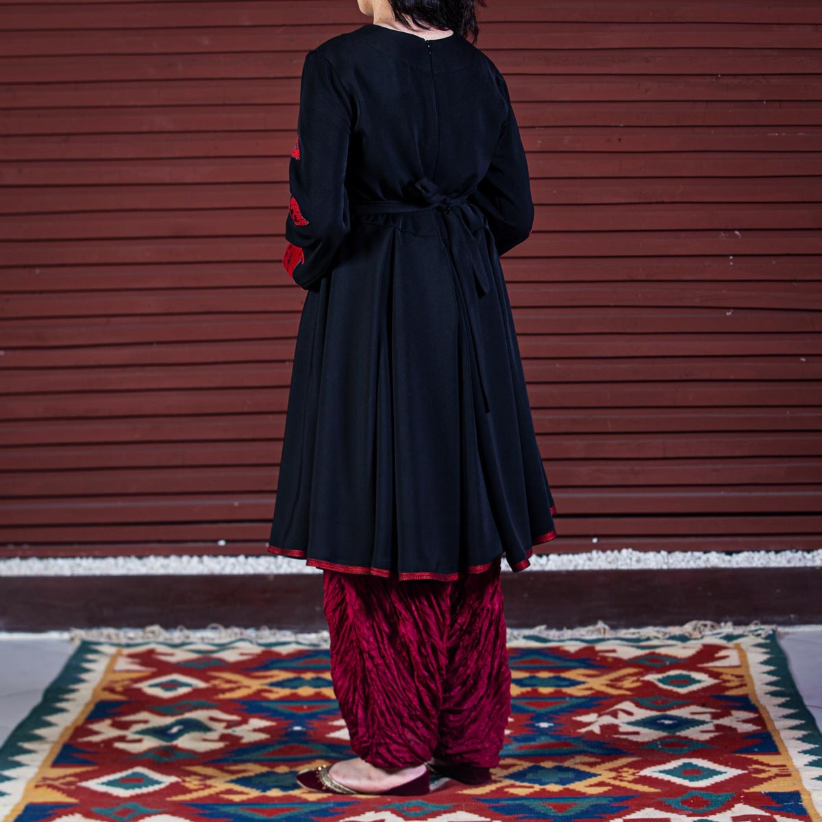 Black Balochi Embroidered Dress 4