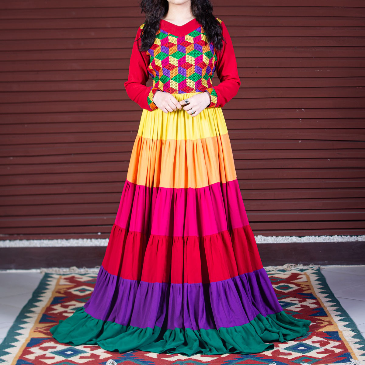 Georgette Prarie Skirt Maxi | Long Pleated Party Wear Maxi   1
