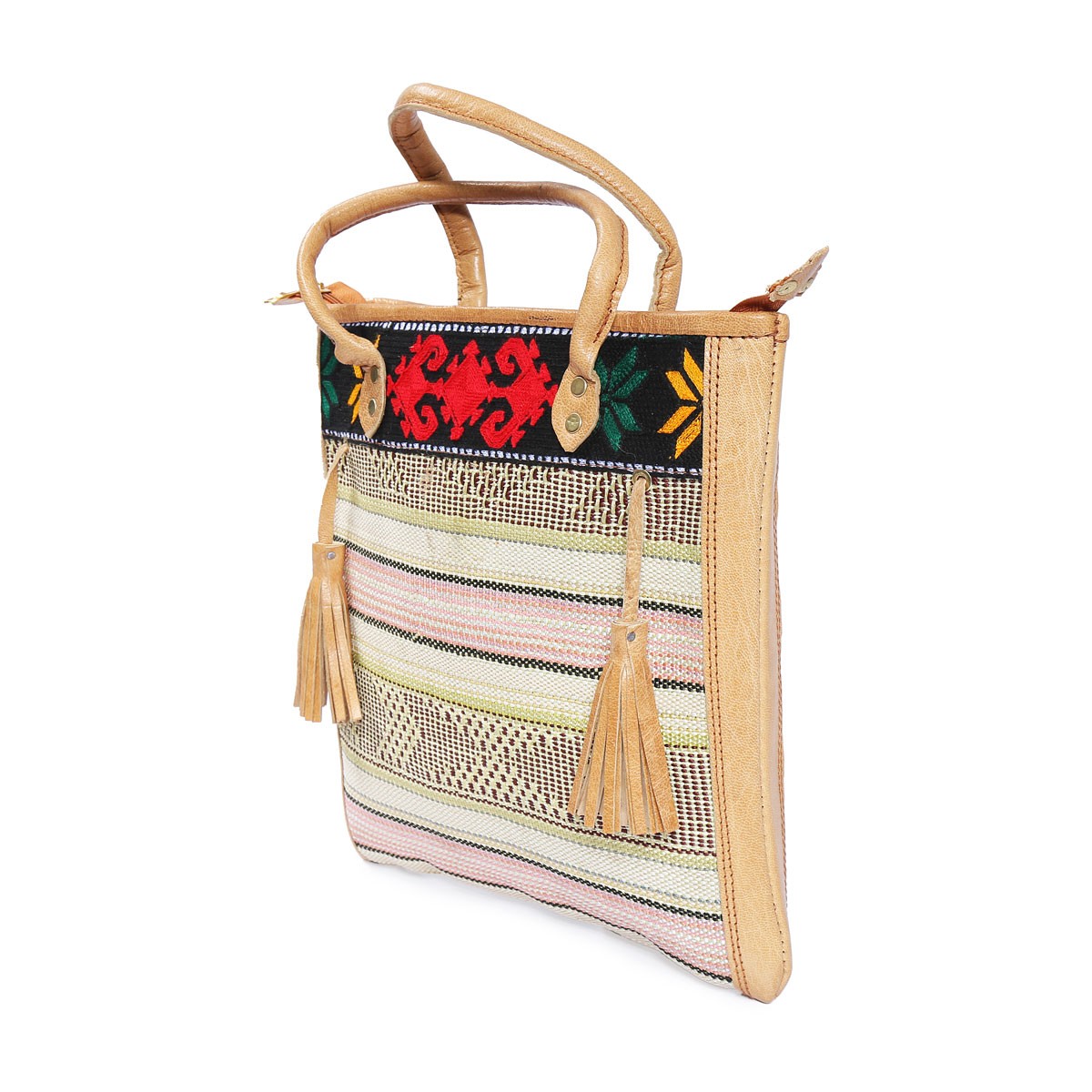 Leather Tassel Bag | Tote Embroidered Bag 2