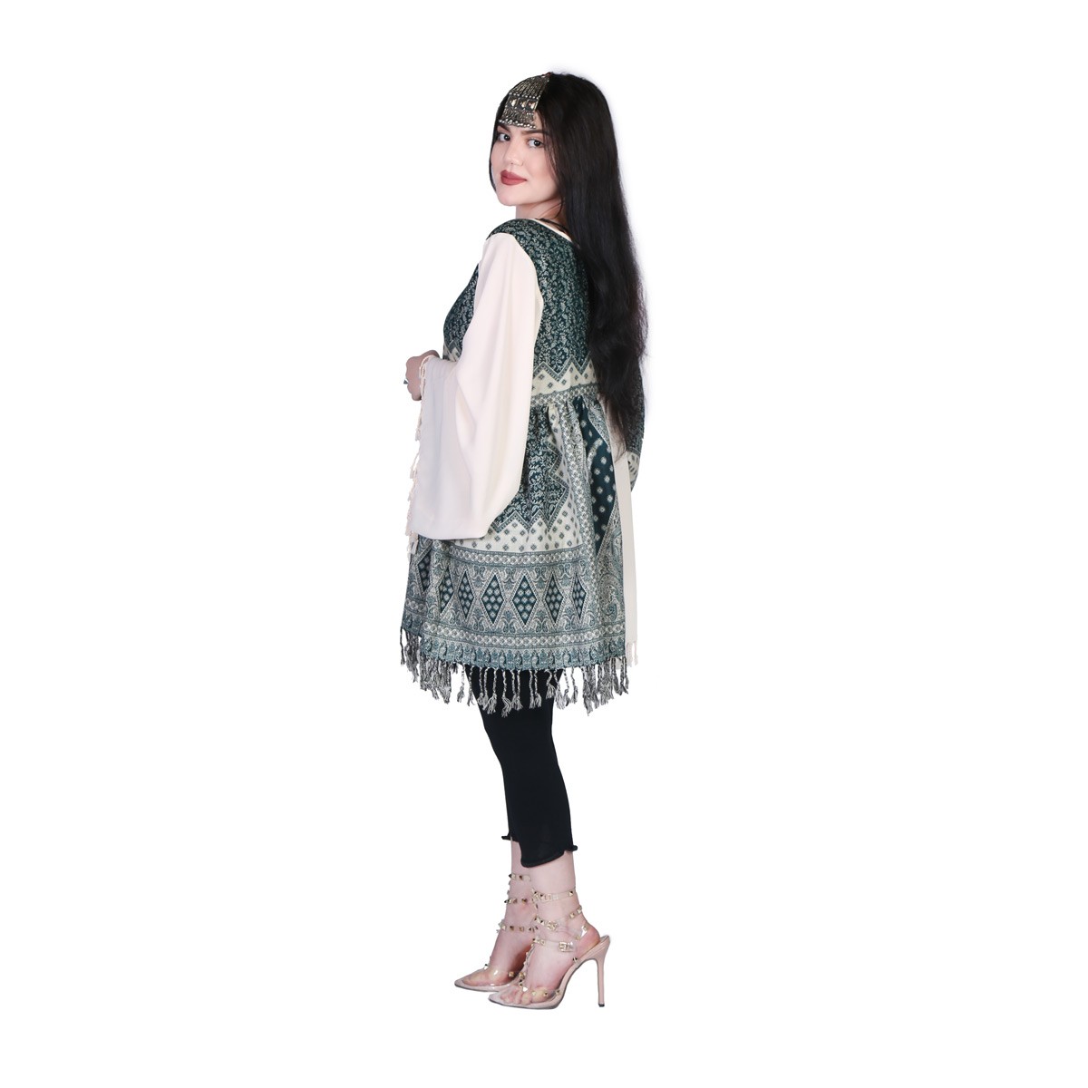 Printed Coin Embroidered Short Dress | Georgette Balloon Sleeves Casual Wear Frock 2