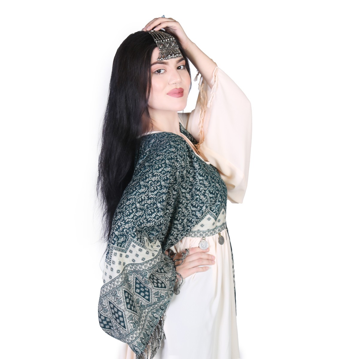 Printed Coin Embroidered Short Dress | Georgette Balloon Sleeves Casual Wear Frock 3