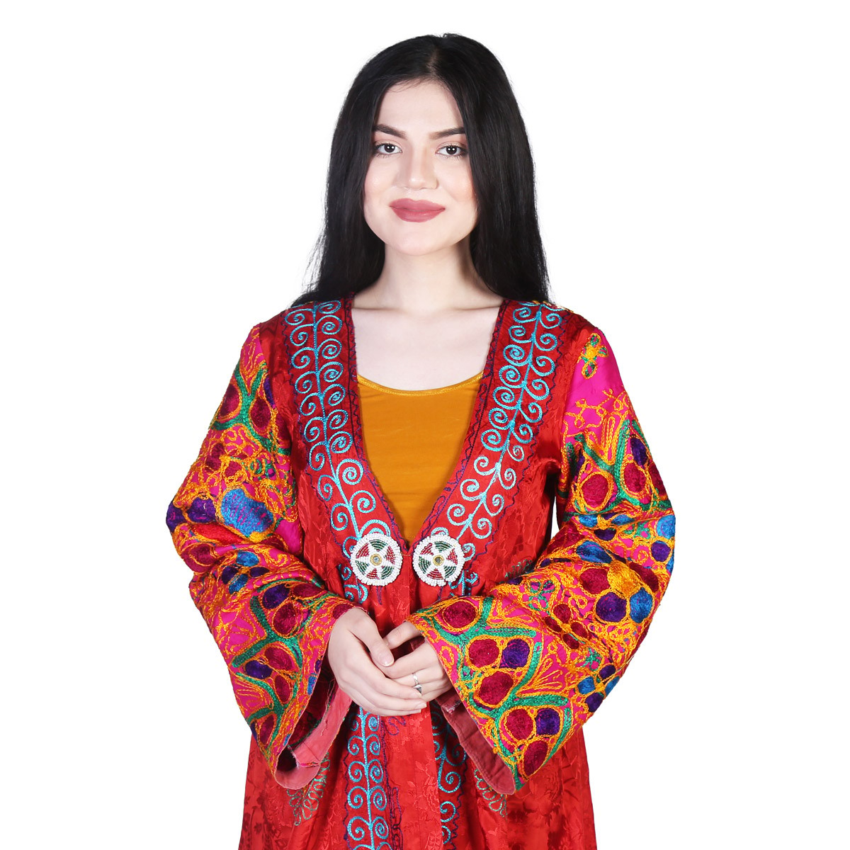 Red Cherma Embroidered Short Dress | Silk Satin Casual Wear Dress 2