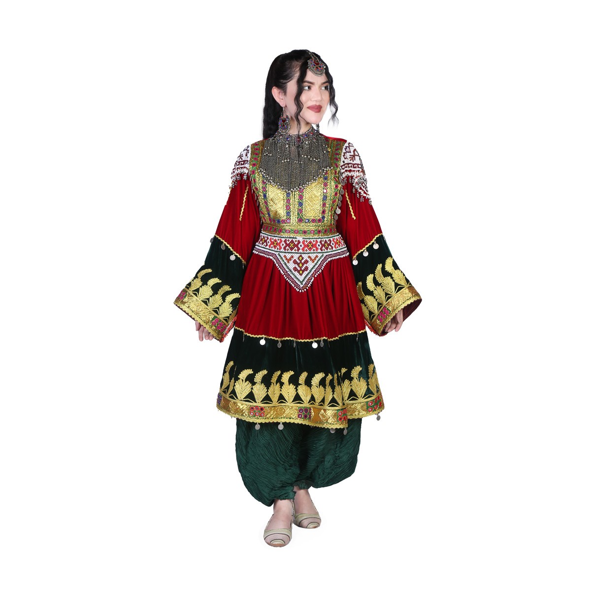 Red Full Embroidered Bridal Wear Attire | Velvet Gande Afghani 1