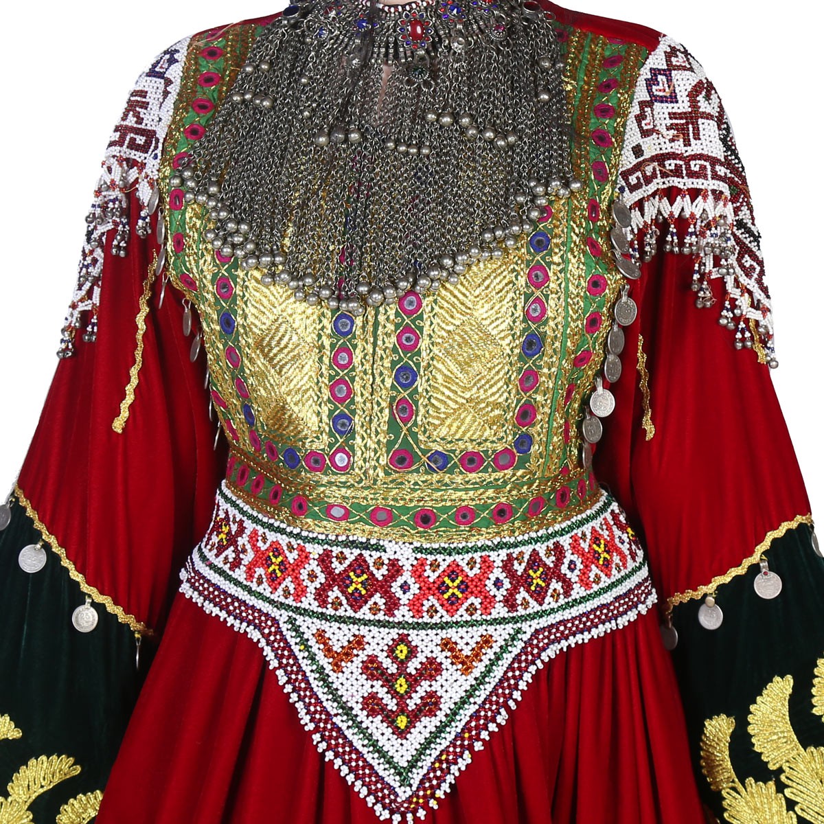 Red Full Embroidered Bridal Wear Attire | Velvet Gande Afghani 4