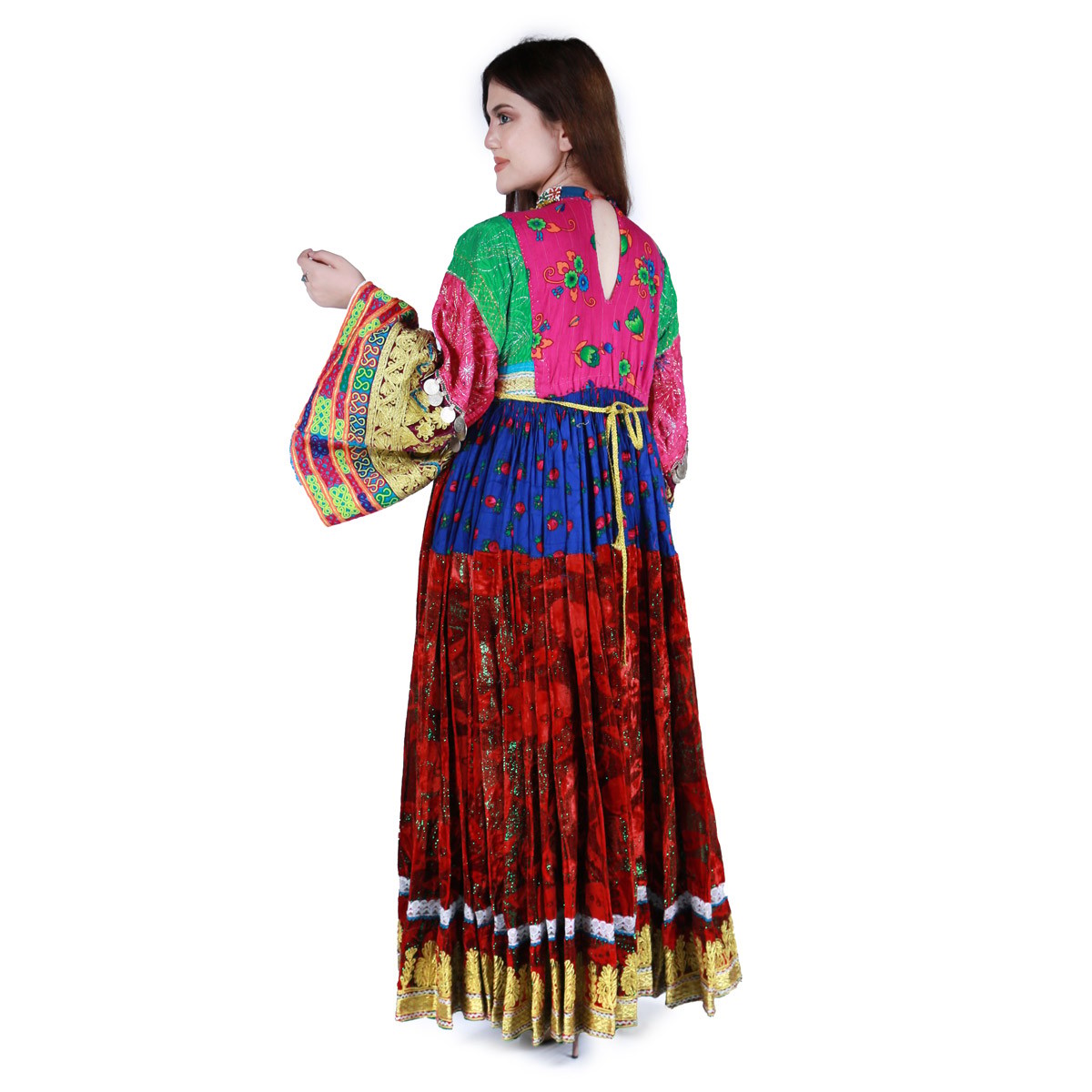 Red Zaribakhmal Bead Embroidered Dress | Velvet Balloon Sleeves Pleated Party Wear Frock  Afghan Gand Dress 3