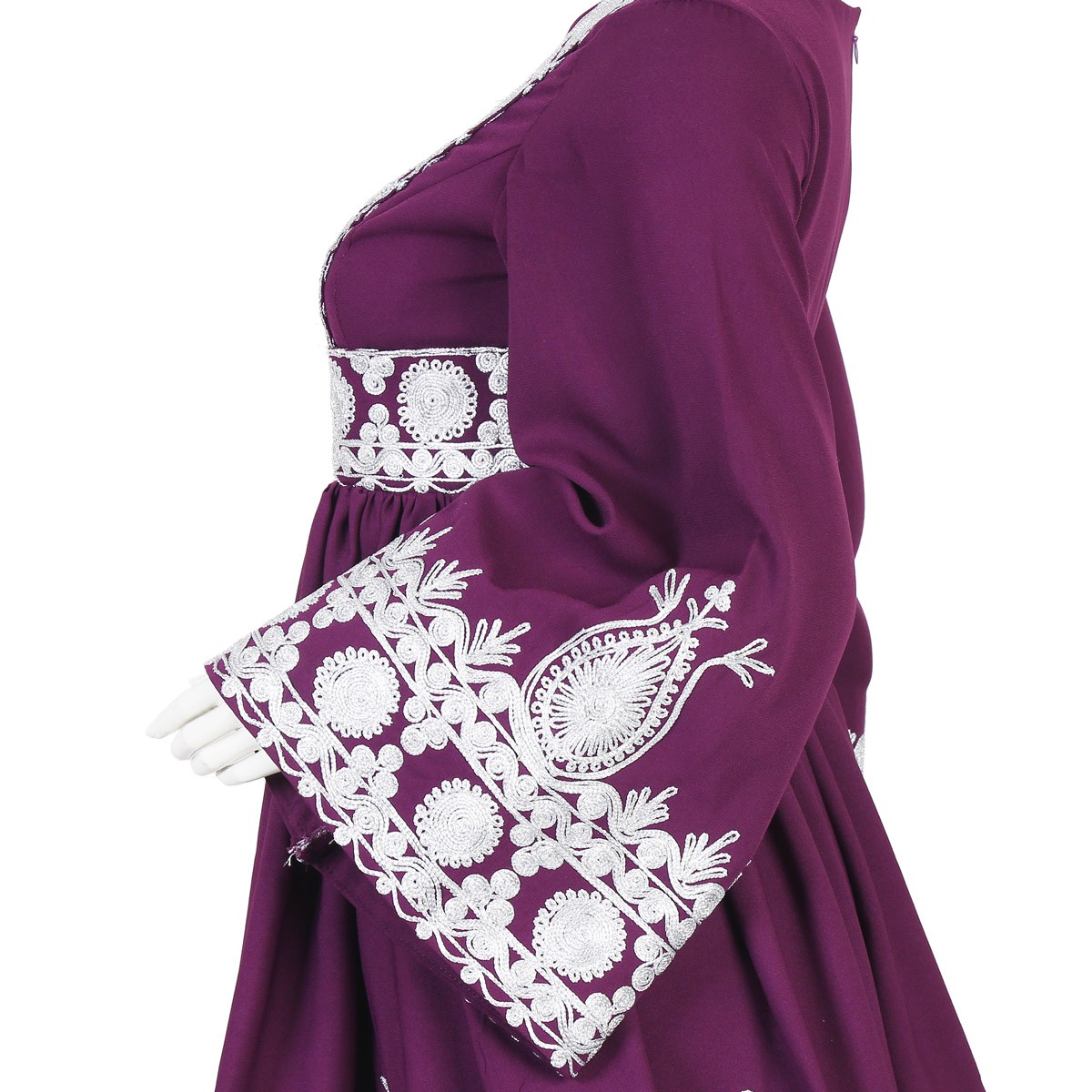 Violet Floral Cherma Work Short Frock | Georgette Pleated Party Wear Short Dress 2