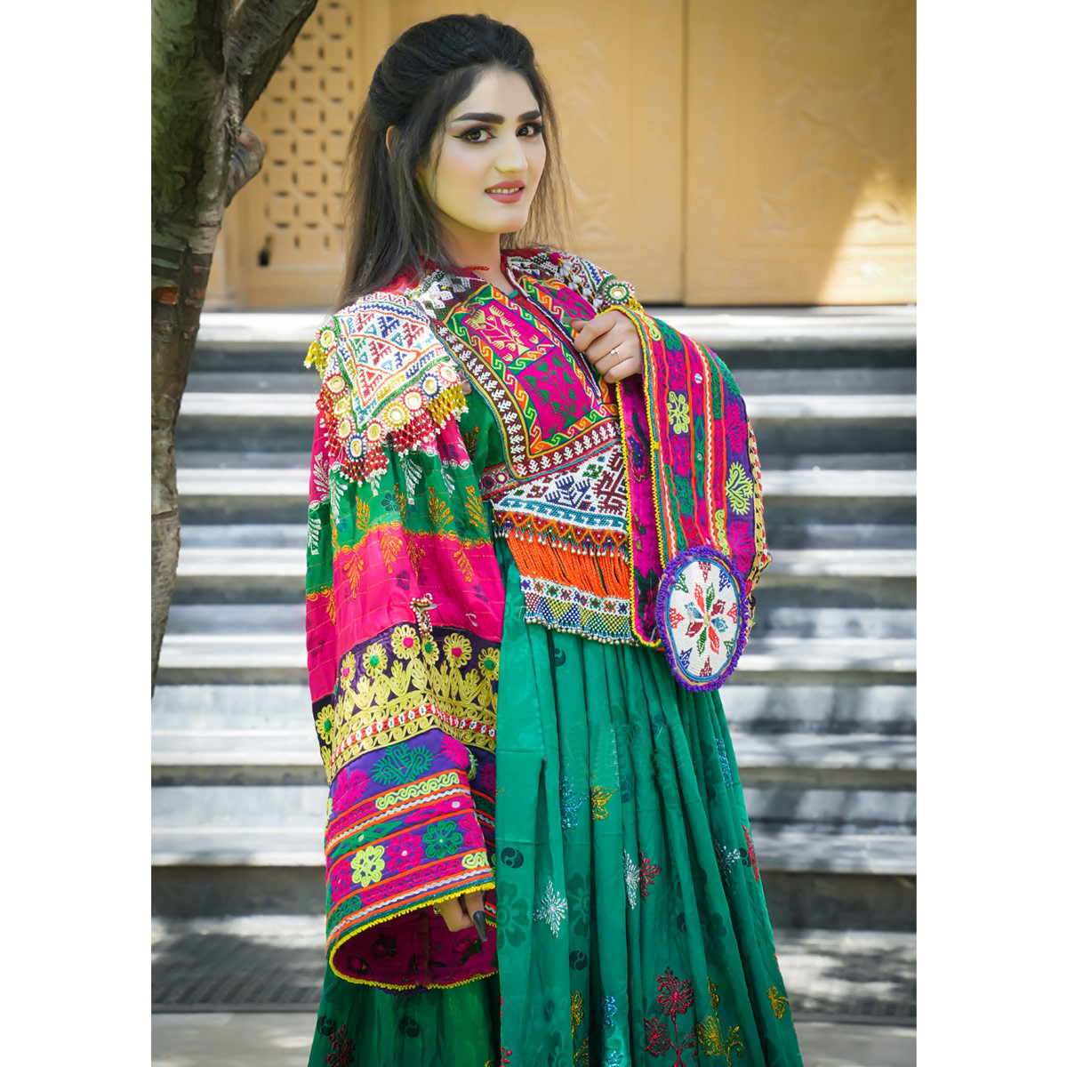 Velvet Kuchi Embroidered Cultural dress women 3