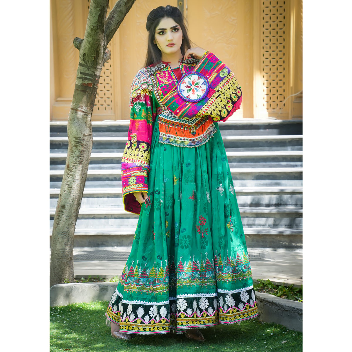 Velvet Kuchi Embroidered Cultural dress women 4
