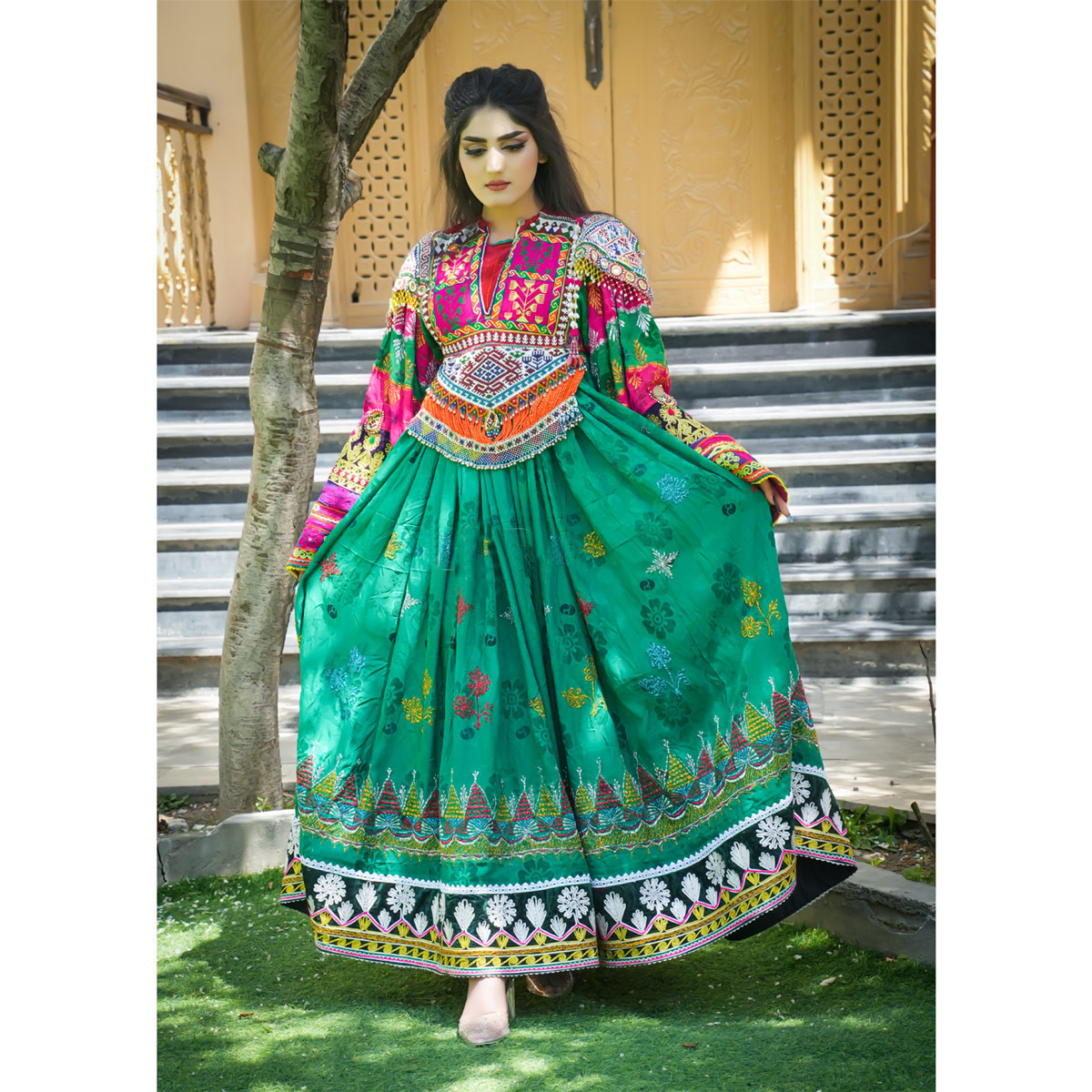 Velvet Kuchi Embroidered Cultural dress women 5