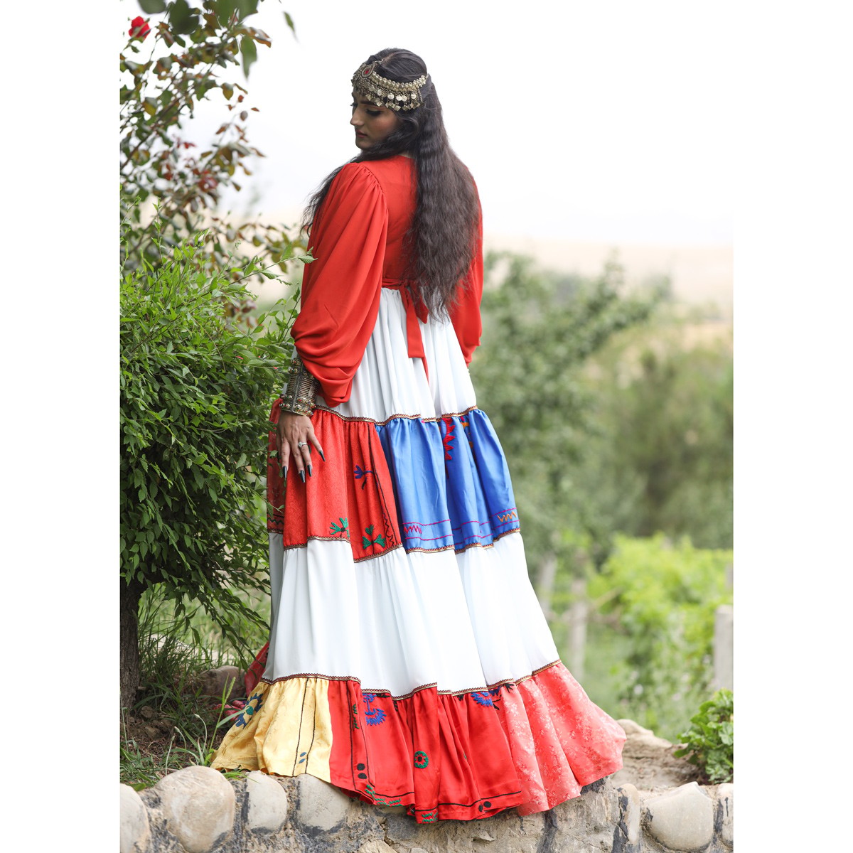 Georgette Pleated Sundress Frock | Cuff Sleeves Long Party Wear Maxi 5
