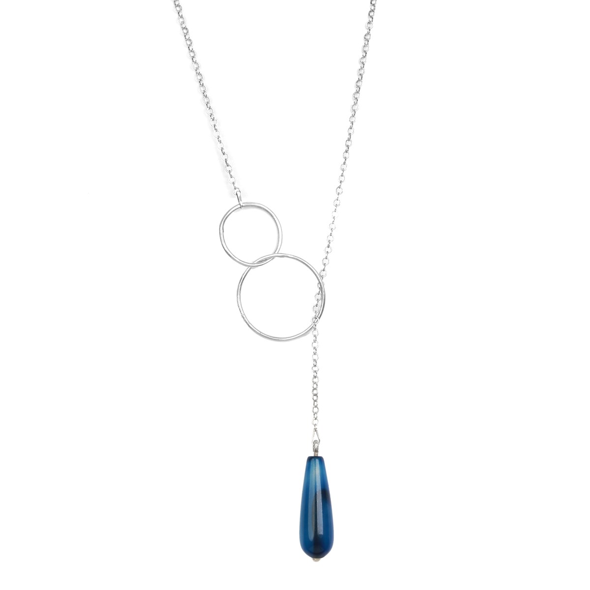 Lapis Lazuli Pear Drop Necklace | Sterling Silver Drop Lariat Locket 1