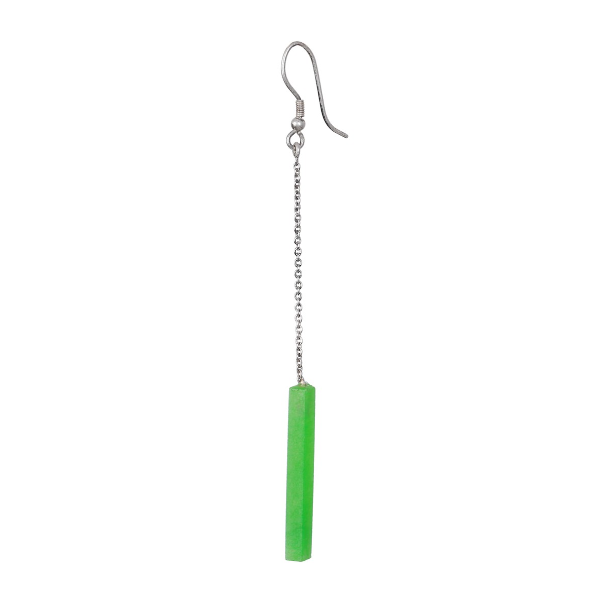 Green Jet Stone Shoulder Earrings | Sterling Silver Threader Earrings 2