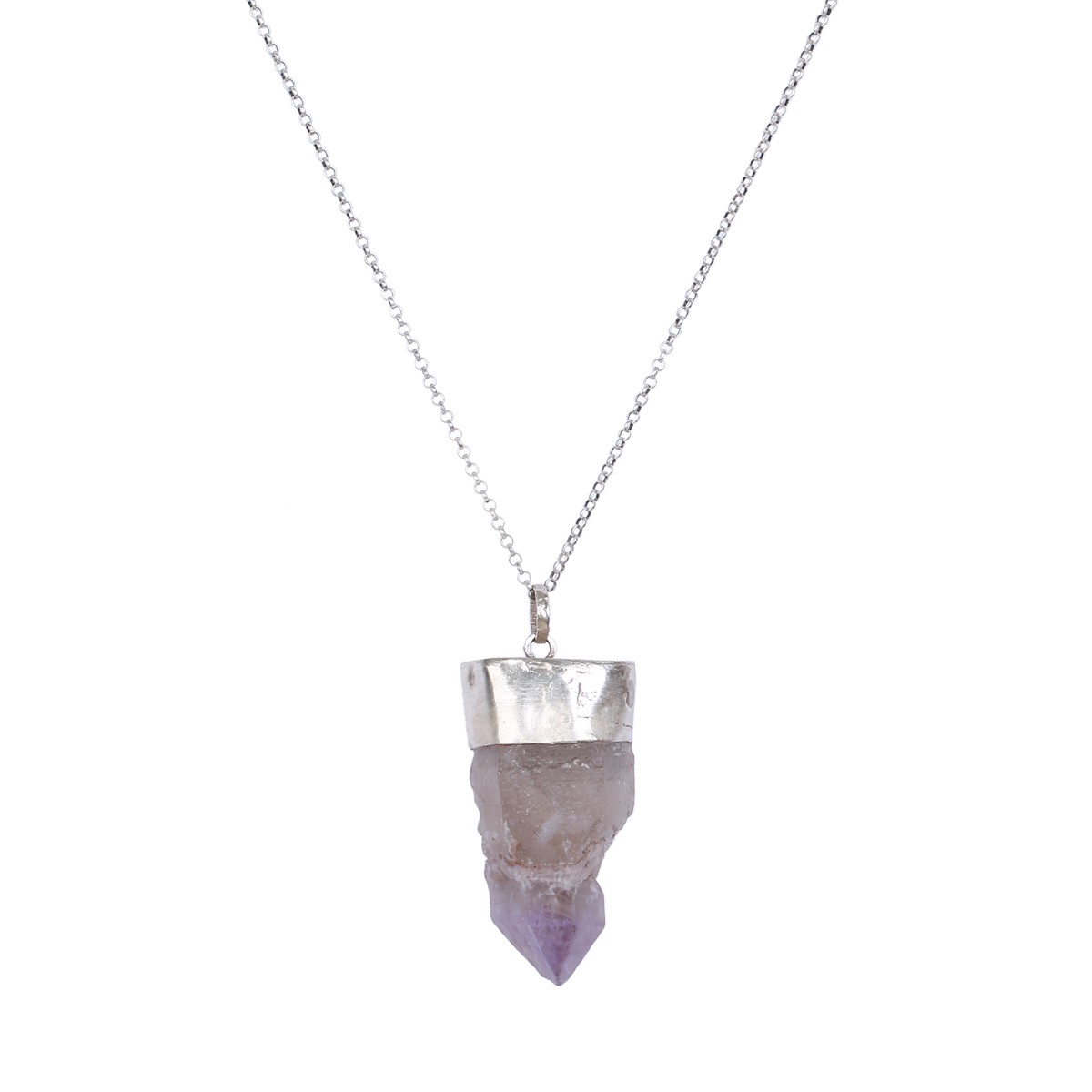 Rough Amethyst Stone Necklace | Sterling Silver Drop Chain Locket 1