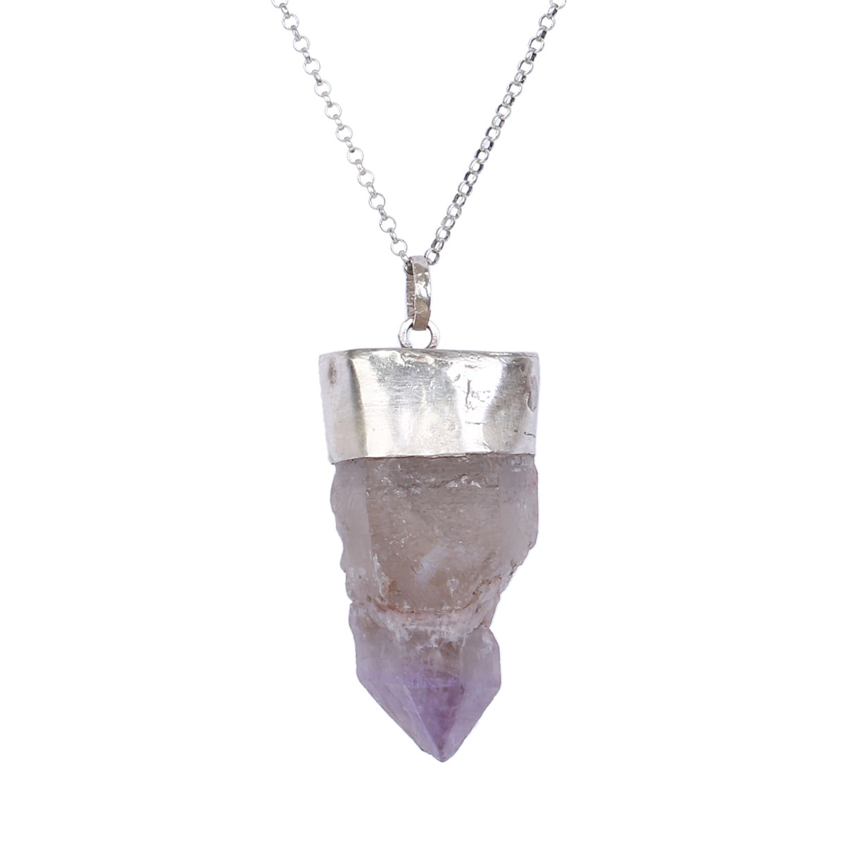 Rough Amethyst Stone Necklace | Sterling Silver Drop Chain Locket 2