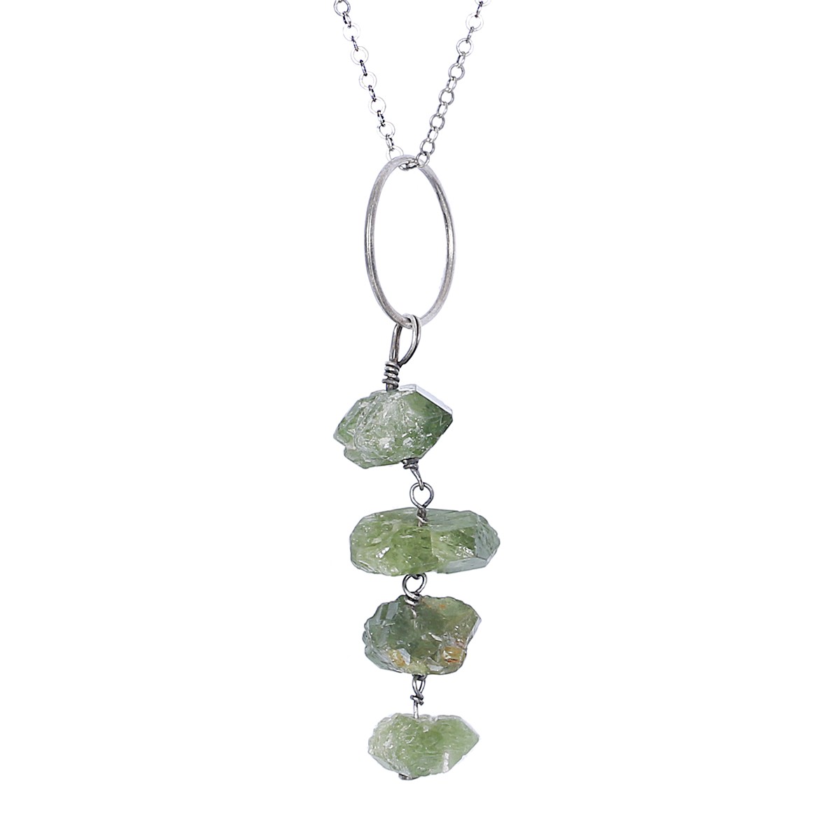 Green Jet stone Sautoir Pendant | Sterling Silver Drop Chain locket 2